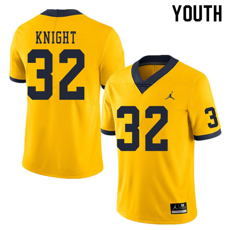 Youth #32 Nolan Knight Michigan Wolverines College Football Jerseys Sale-Yellow